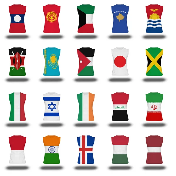 Compilazione dei cittadini camicia icone su priorità bassa bianca parte 5\10 flag — Foto Stock