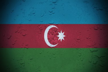 Azerbaycan bayrağı harmanlama ile ıslak pencere arka plan