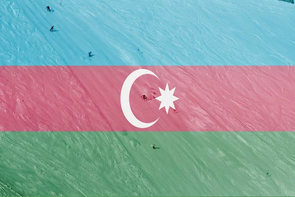 Tema sci invernale con miscelazione bandiera azera — Foto Stock
