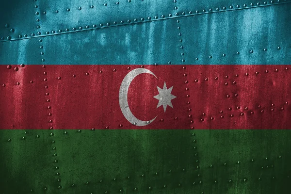 Metal texutre or bacground with Azerbaijan flag — Stock Photo, Image