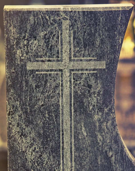 Close up on holy cross written in rock — Stock Photo, Image