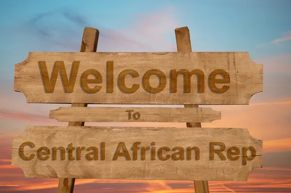 Benvenuti nella Repubblica Centrafricana cantare su sfondo di legno — Foto Stock