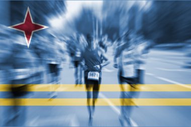 Maraton koşucusu Hareket Bulanıklığı Aruba bayrağı karıştırma ile