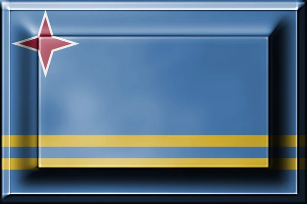 Naciśnij przycisk z mieszania flaga Aruby — Zdjęcie stockowe