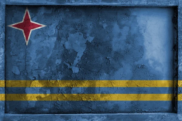 Grunge Gothic Rock Rahmen mit verschmelzender Aruba Flagge — Stockfoto