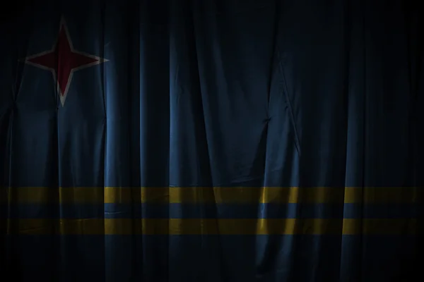 Dunkler Vorhang Hintergrund oder Textur mit blending aruba flag — Stockfoto