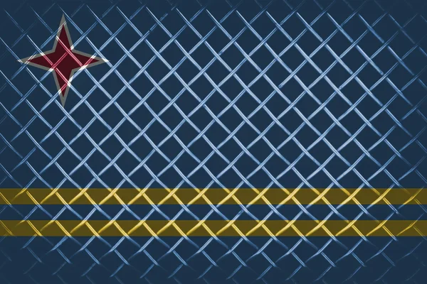 Aruba bayrağı harmanlama ile çelik kafes — Stok fotoğraf