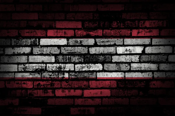 暗いレンガの壁の backround あるいはテクスチャ ブレンディング オーストリアの国旗 — ストック写真
