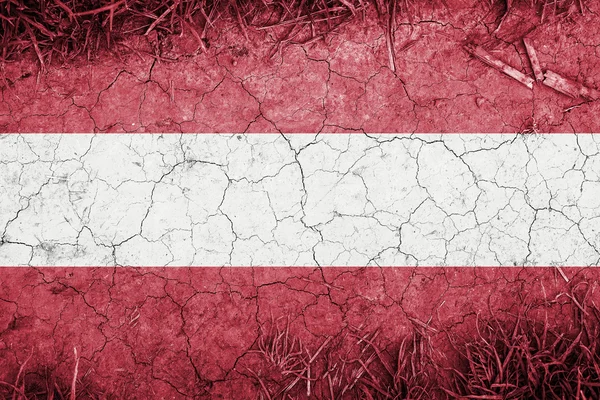 Fondo de tierra agrietada con mezcla de bandera de Austria —  Fotos de Stock