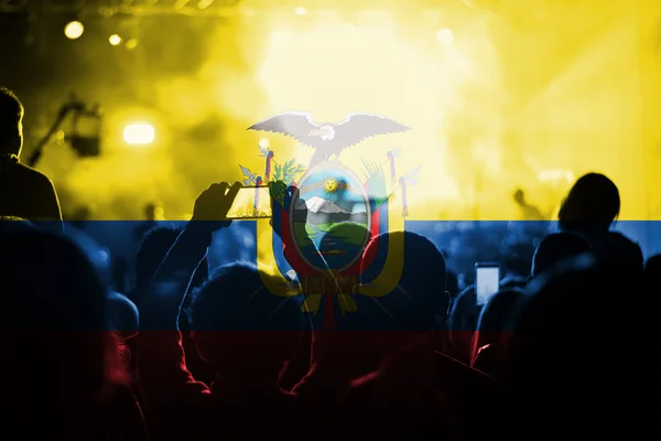 Live music concert with blending Ecuador flag on fans — Stock Photo, Image