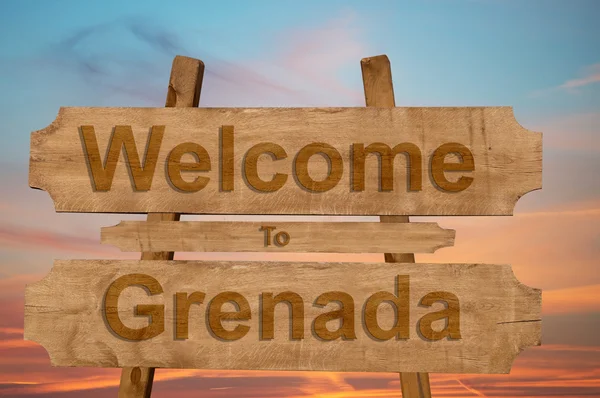 Bienvenido a Granada cantar sobre fondo de madera — Foto de Stock