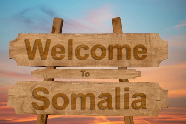 Benvenuti in Somalia segno su sfondo di legno — Foto Stock