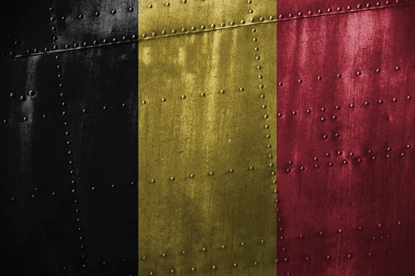 Texutre de metal ou fundo com bandeira da Bélgica — Fotografia de Stock