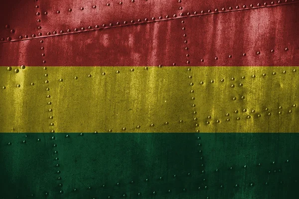 Metall texturen eller bakgrund med Bolivia flagga — Stockfoto