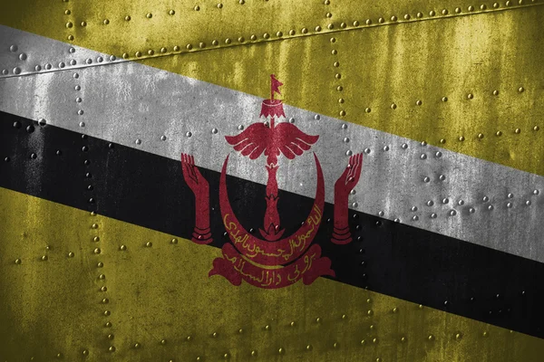 Metal texutre or background with Brunei Darussalam flag — Stock Photo, Image