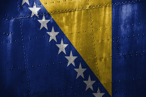 Metallstruktur oder Hintergrund mit Bosnien-Herzegowina-Flagge — Stockfoto