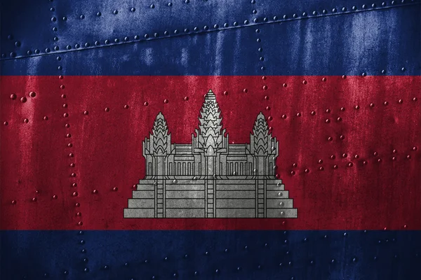 Texutre de metal ou fundo com bandeira do Camboja — Fotografia de Stock