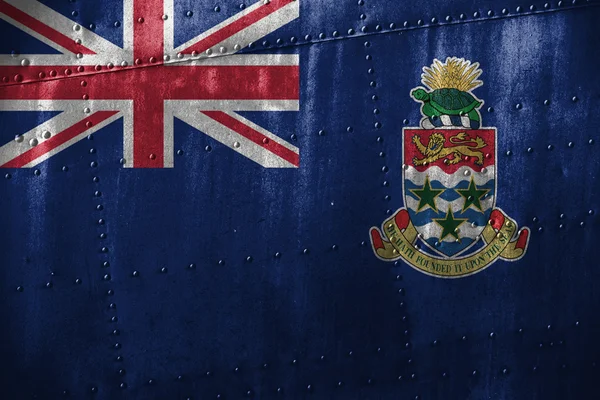 Texutre metallo o sfondo con bandiera Isole Cayman — Foto Stock