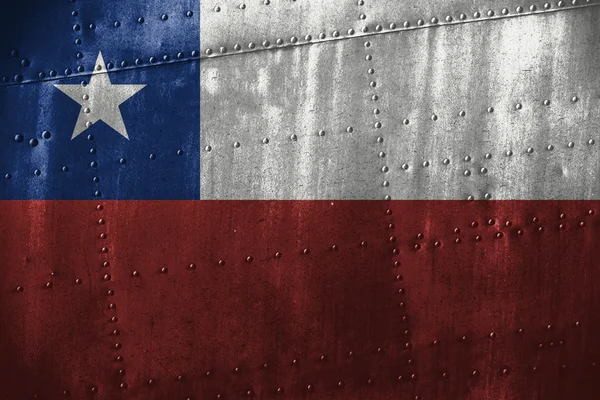 Metal texutre or background with Chile flag — Stock Photo, Image