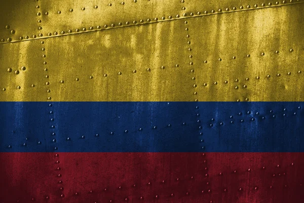 Metal texutre or background with Colombia flag — Stock Photo, Image