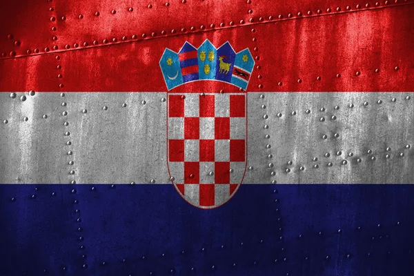 Текстура металла или фон с флагом Хорватии — стоковое фото