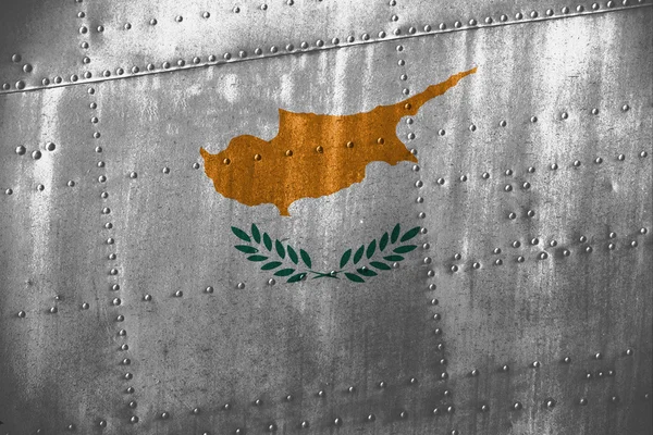 Metall texturen eller bakgrund med Cypern flagga — Stockfoto