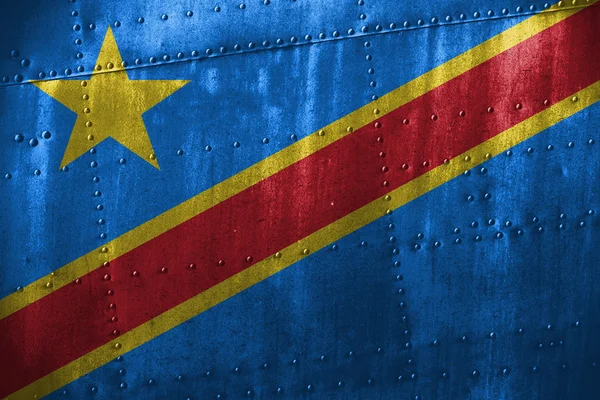 Kovové texutre nebo pozadí s Dr Kongo vlajka — Stock fotografie