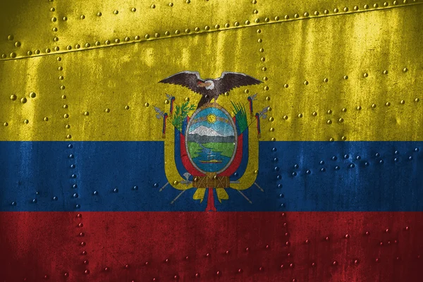 Texutre de metal o fondo con bandera de Ecuador — Foto de Stock
