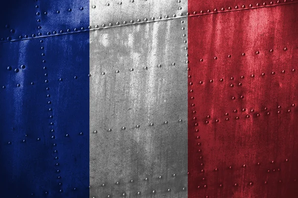 Metal texutre or background with France flag — Stock Photo, Image