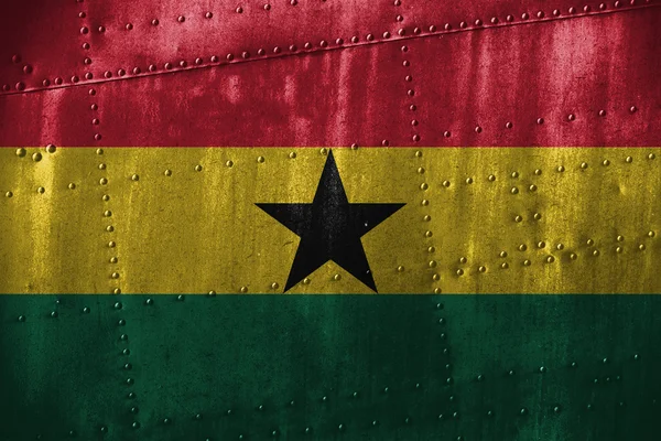 Texutre metallo o sfondo con bandiera Ghana — Foto Stock
