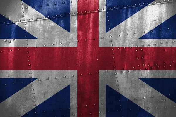 Metal texutre or background with Great Britain flag — Stock Photo, Image