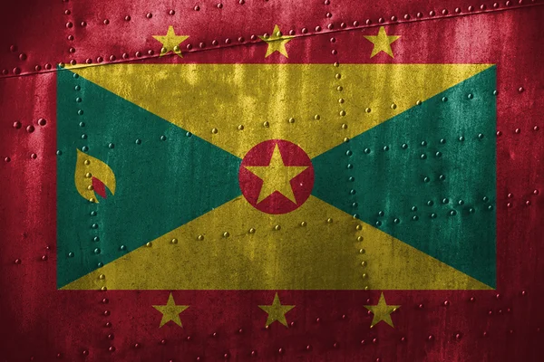 Metall Texutre oder Hintergrund mit Grenada Flagge — Stockfoto