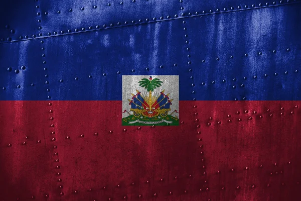 Metall Texutre oder Hintergrund mit haiti Flagge — Stockfoto