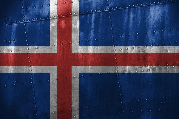 Текстура металла или фон с флагом Исландии — стоковое фото