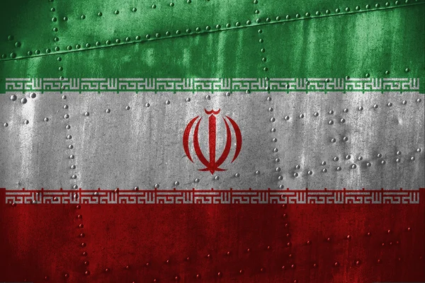 Fém texutre, vagy a háttér Irán zászló — Stock Fotó