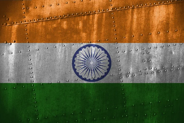 Metal texutre or background with India flag — Stock Photo, Image