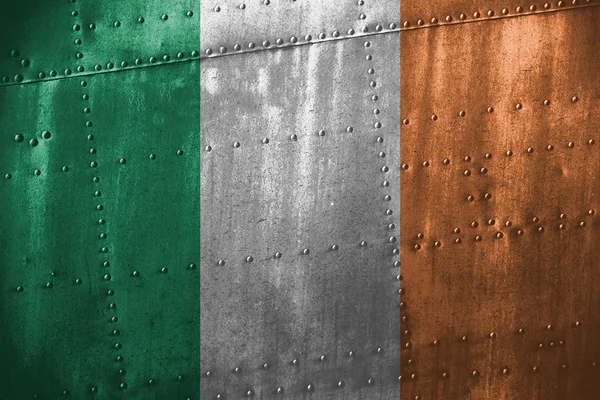 Metal texutre or background with Ireland flag — Stock Photo, Image