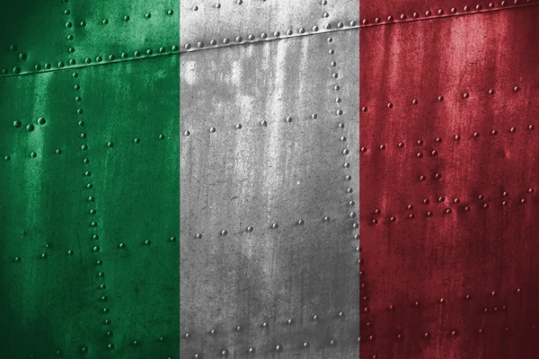 Metalen texutre of achtergrond met Italië vlag — Stockfoto