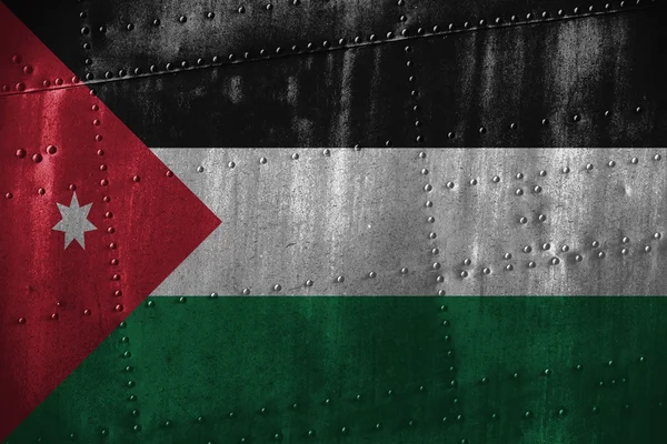 Texutre de metal o fondo con bandera de Jordania — Foto de Stock