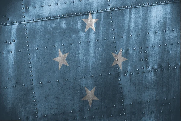 Kovové texutre nebo pozadí s Vlajka Mikronésie — Stock fotografie