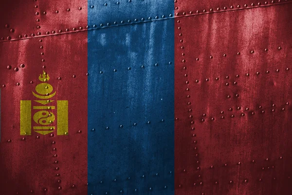 Metal texutre or background with Mongolia flag — Stock Photo, Image