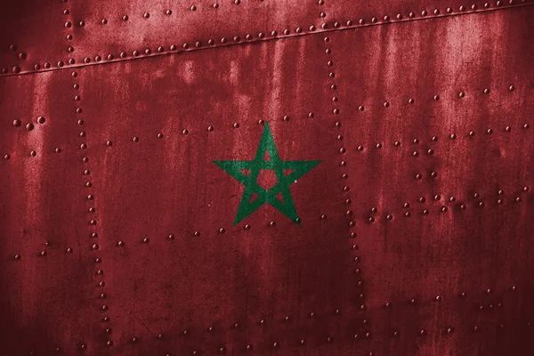 Texutre de metal o fondo con bandera de Marruecos — Foto de Stock