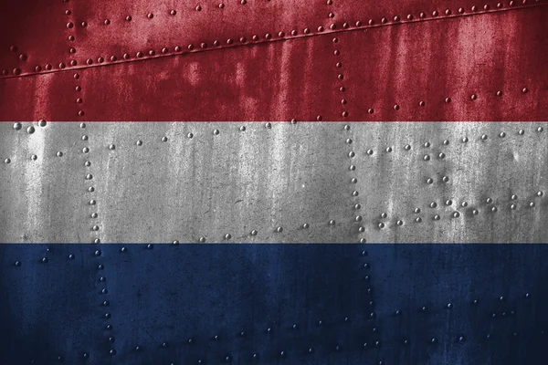 Metal texutre or background with Netherlands flag — Stock Photo, Image