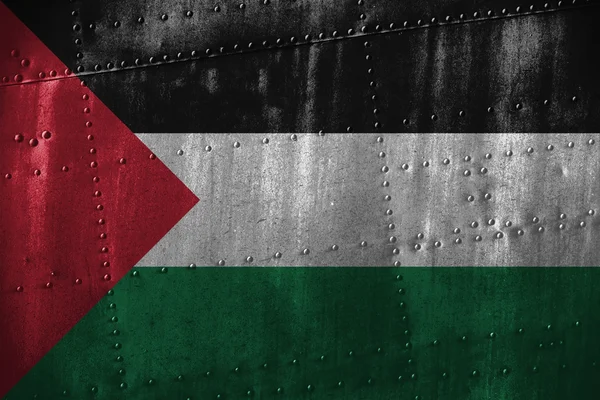 Texutre de metal o fondo con bandera de Palestina — Foto de Stock