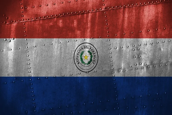 Metal texutre or background with Paraguay flag — Stock Photo, Image