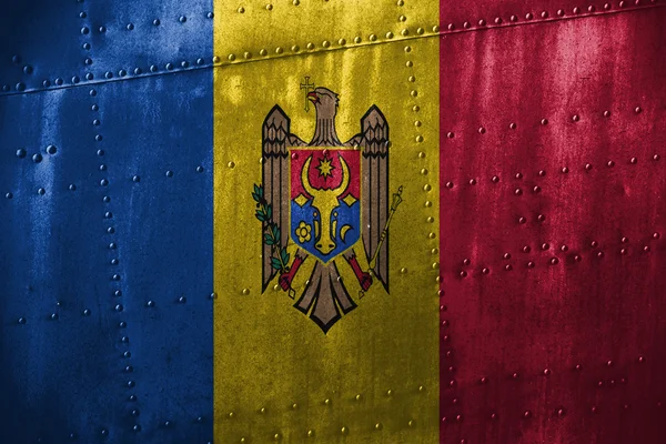 Metal texutre or background with Moldova  flag — Stock Photo, Image