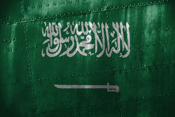 Texutre de metal ou fundo com bandeira da Arábia Saudita — Fotografia de Stock