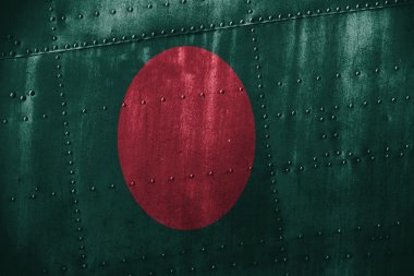 metal texutre veya arka plan ile Bangladeş bayrağı