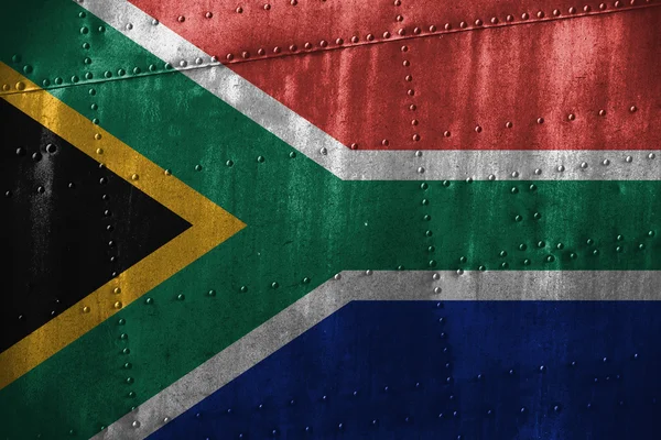 Texutre de metal o fondo con bandera de Sudáfrica — Foto de Stock