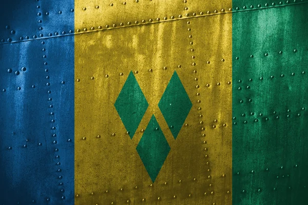 Metall Texutre oder Hintergrund mit Vinc & Grenadines Flagge — Stockfoto